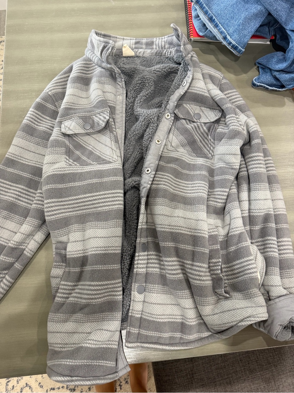 Voyage Gray Striped shacket